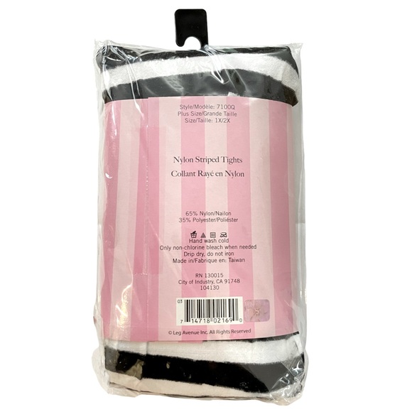 Leg Avenue Women's Nylon Striped Tights Women’s Plus Size 1X/2X - Picture 7 of 9